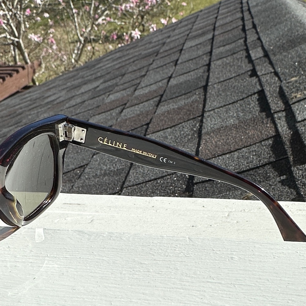 Céline Tortoiseshell Square Sunglasses Brown Italy Designer Classic UV - Picture 8 of 9